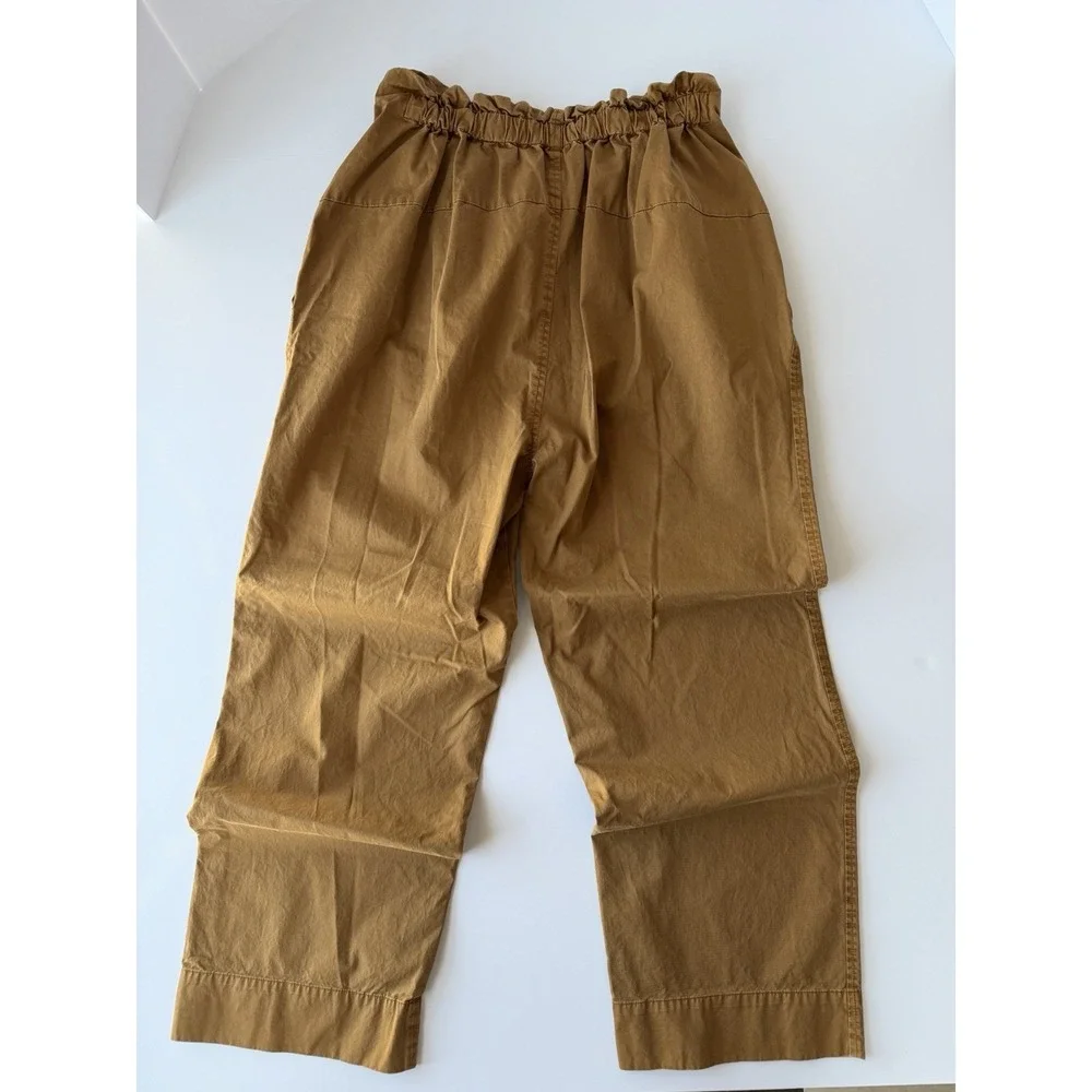 Free People Women's M Brown Paperbag Waist Cropped Wide Leg Pants 100% Cotton